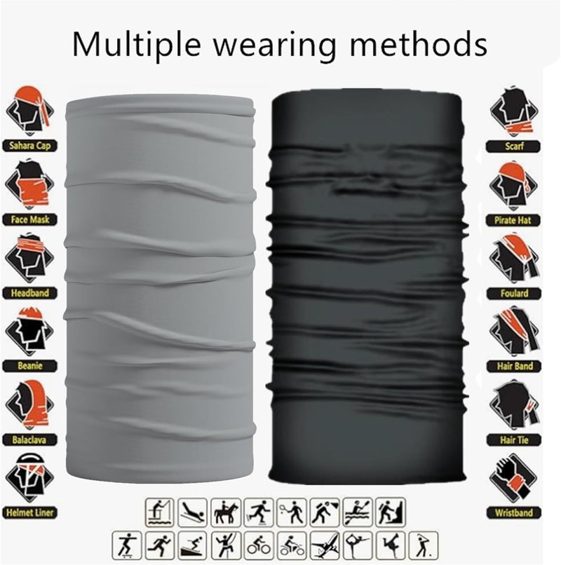WYSUMMER 8PCS Scarves Bandanas Face Tube Black Headband, Motorcycle Multi Function Headwear Hat Scarf Neck Warmer Balaclava - Image 3